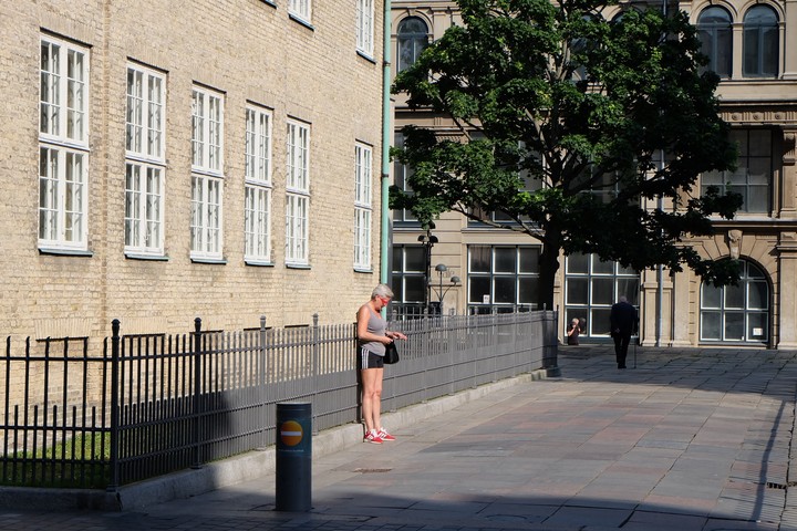 The red sneakers lady.