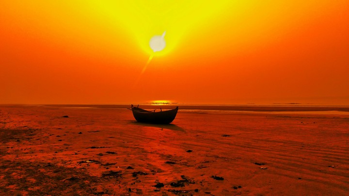 Evening at a beach.