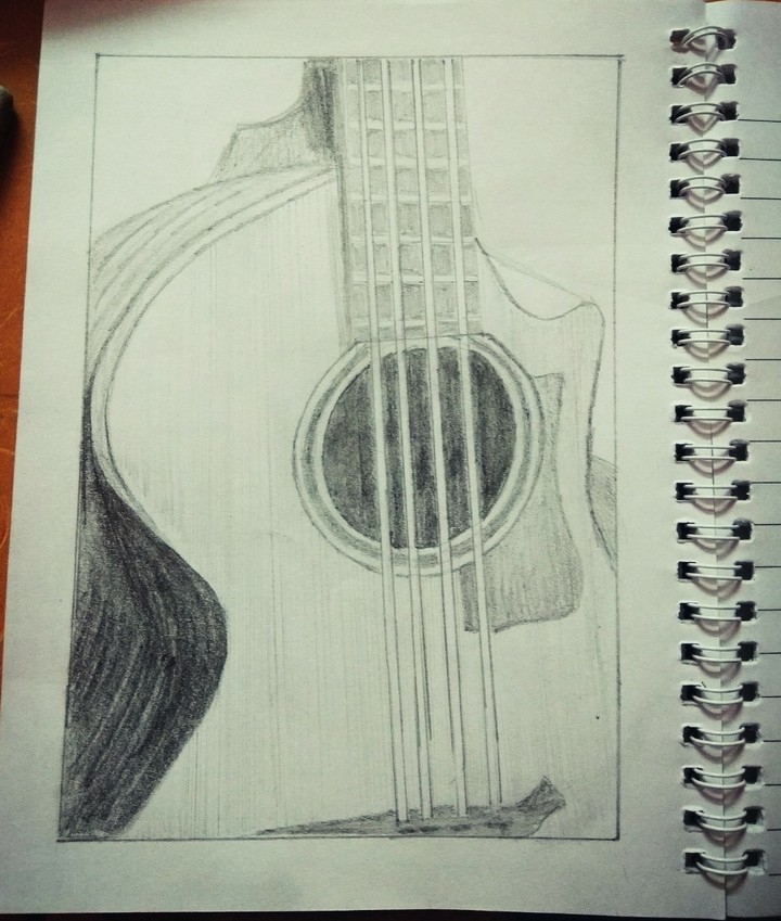 Pencil shading of guitar