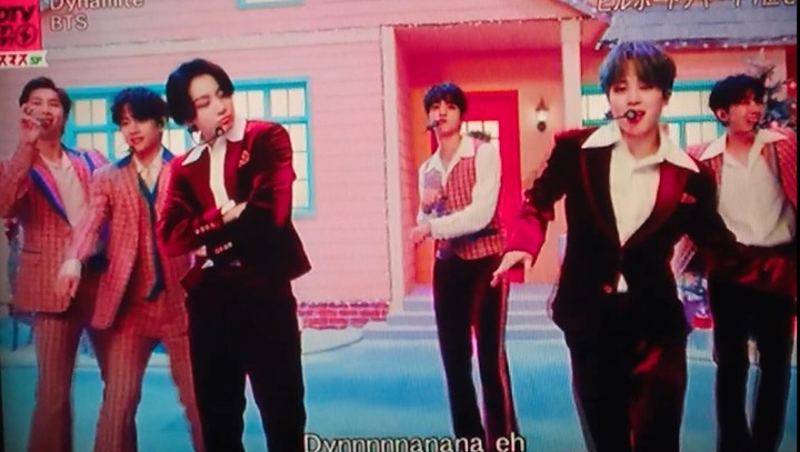 BTS performing Dynamite