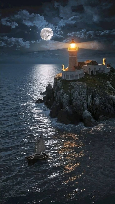 ocean, night वॉलपेपर