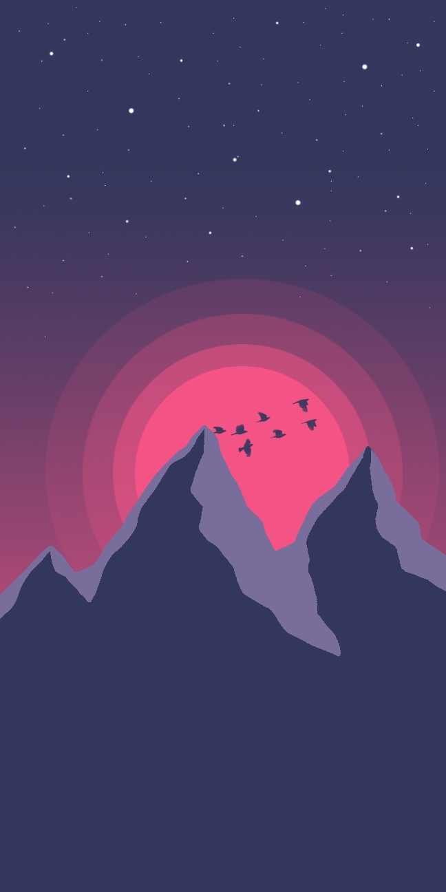 Sun set Mountain Flat Wallpaper