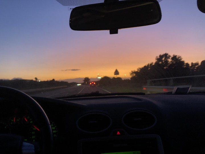 In the car