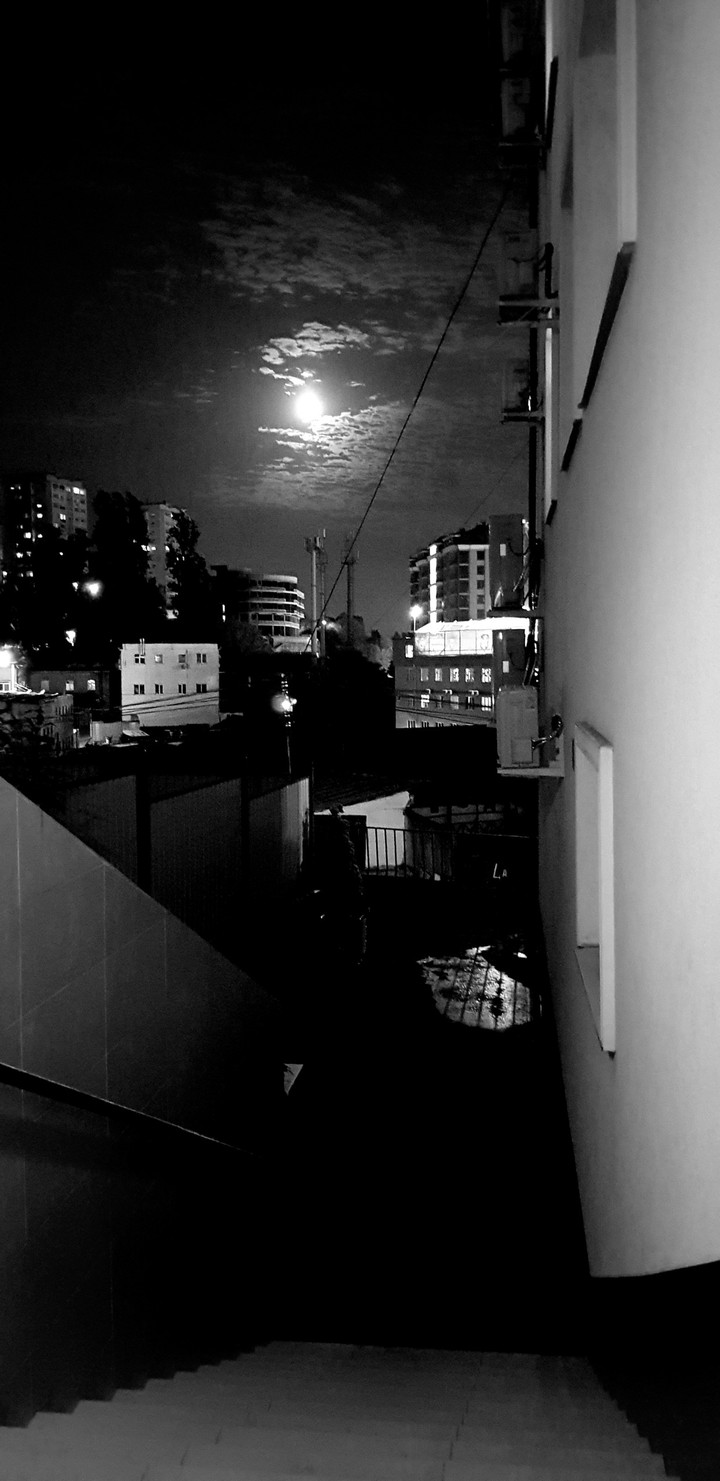 full moon in the city