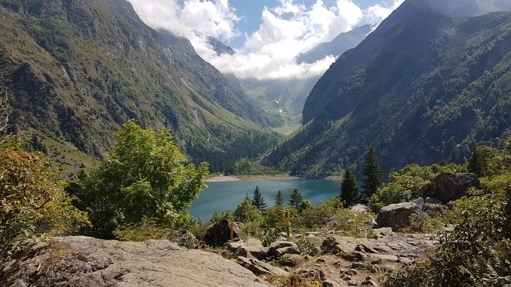 Lake and mountains in France