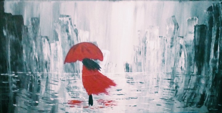 frau im regen