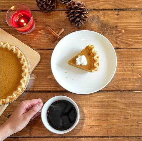 Pumpkin pie with whipped cream