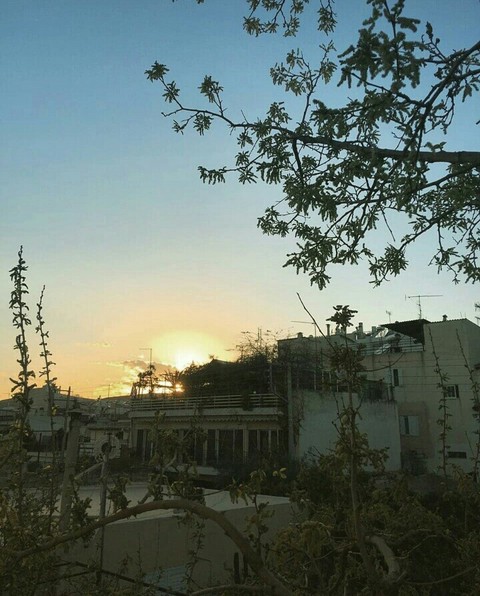 sunset, village桌布