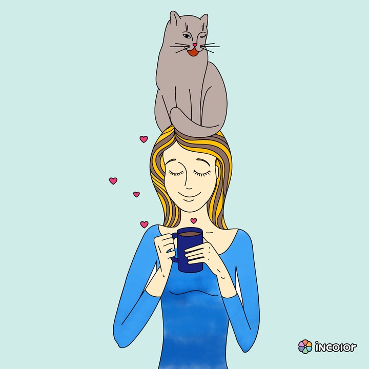 cat and girl friends