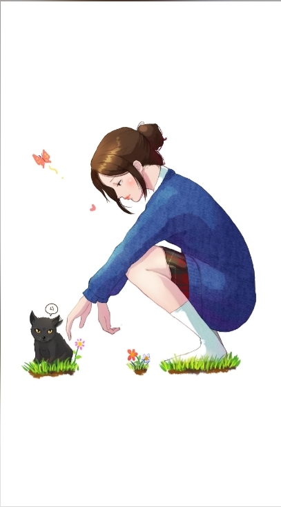 girl's little world and cat's little world