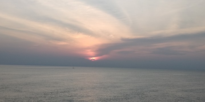 sunset with three colour of sky