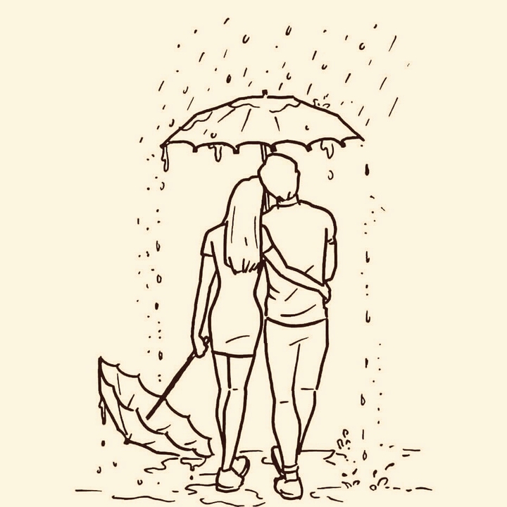 love couple in rain