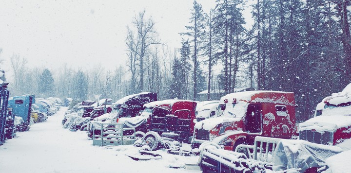 snowy trucks