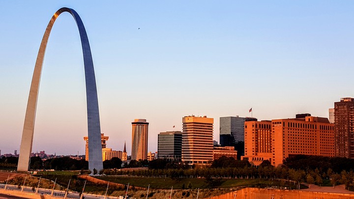 Gateway Arch St Louis sunrise this morning
