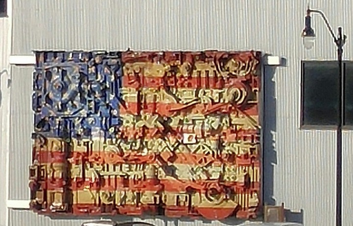 Iron Works Flag Sign