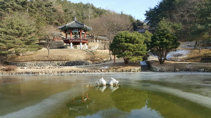 승천하려는 두 마리 백룡