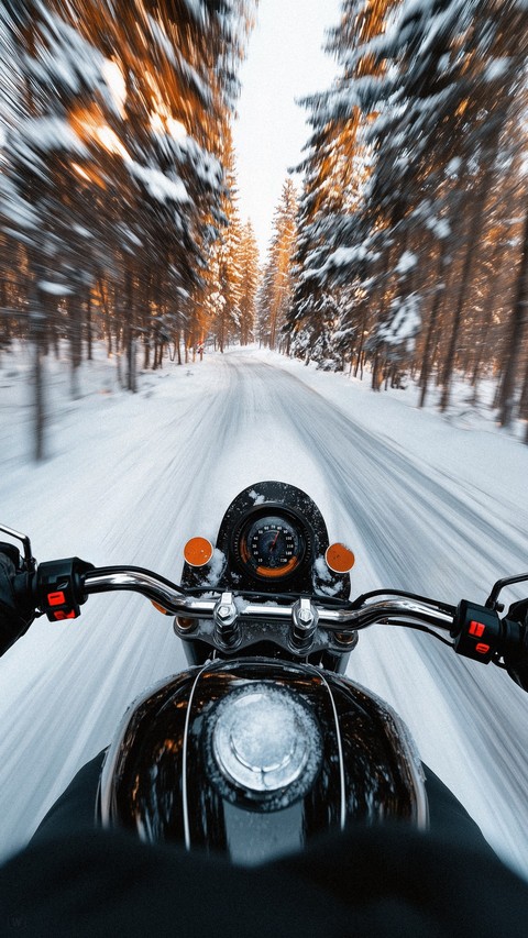 motorcycle, snow壁紙