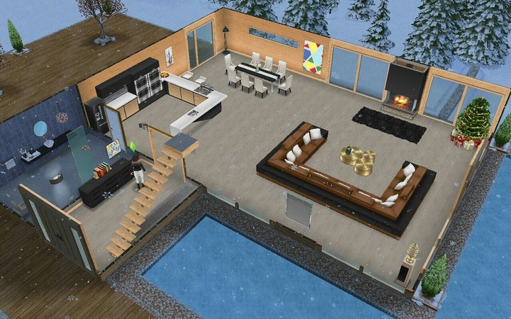 Sims FreePlay новогоднее шале 1 эт.