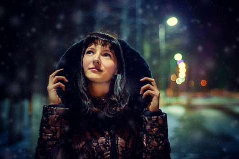зима, девушка