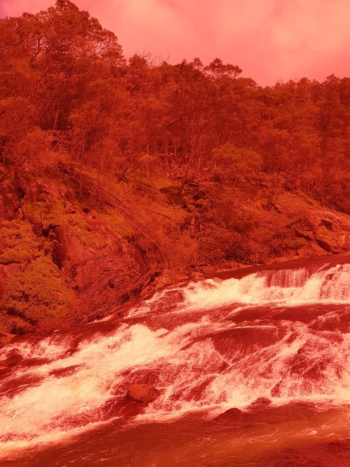 red waterfall