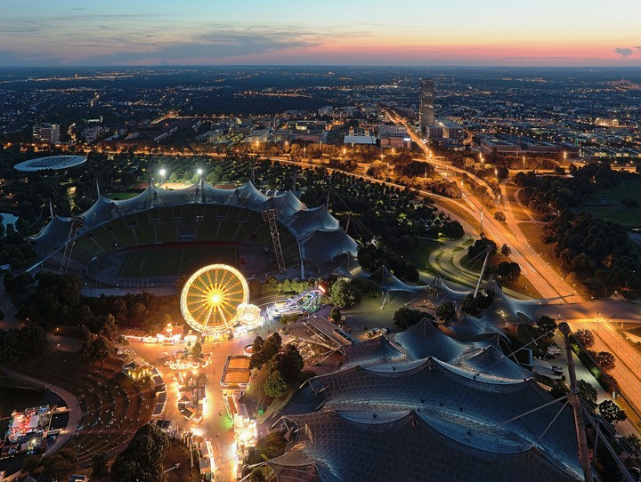 Olympiastadion at dusk