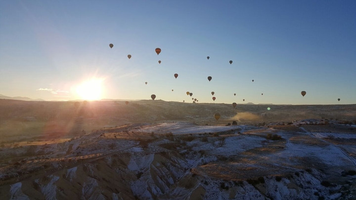 view of hot air ballon in Turkey