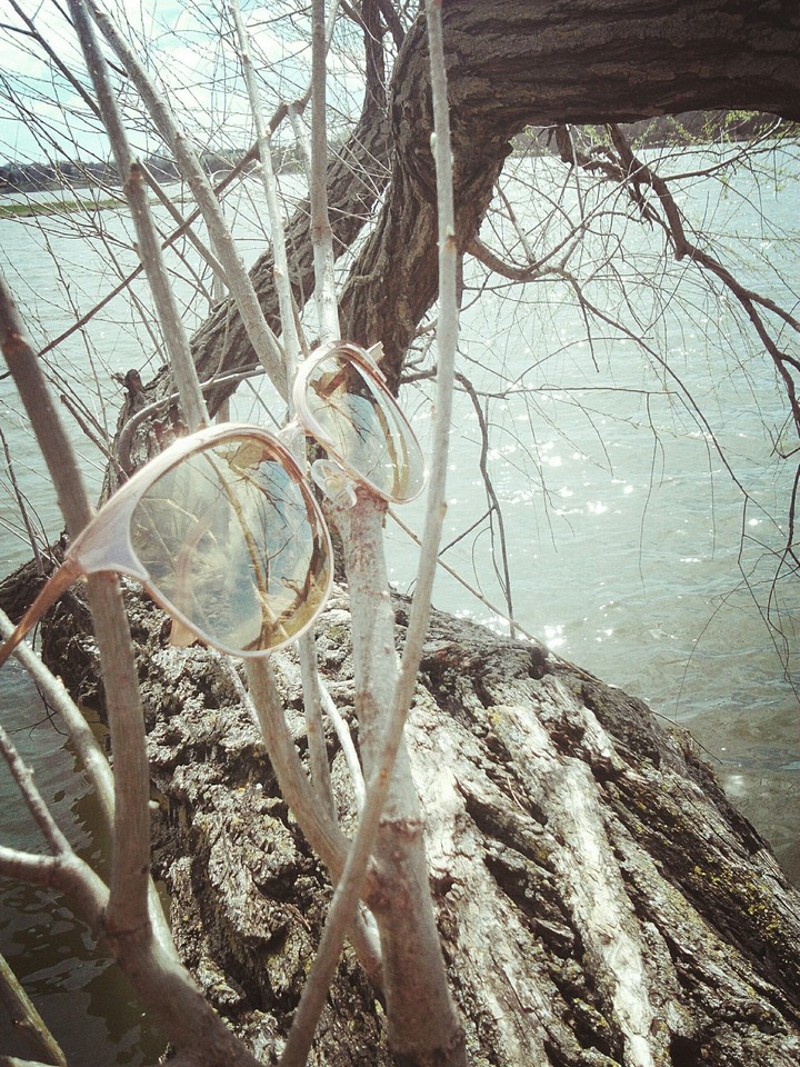 sunglasses and a lake