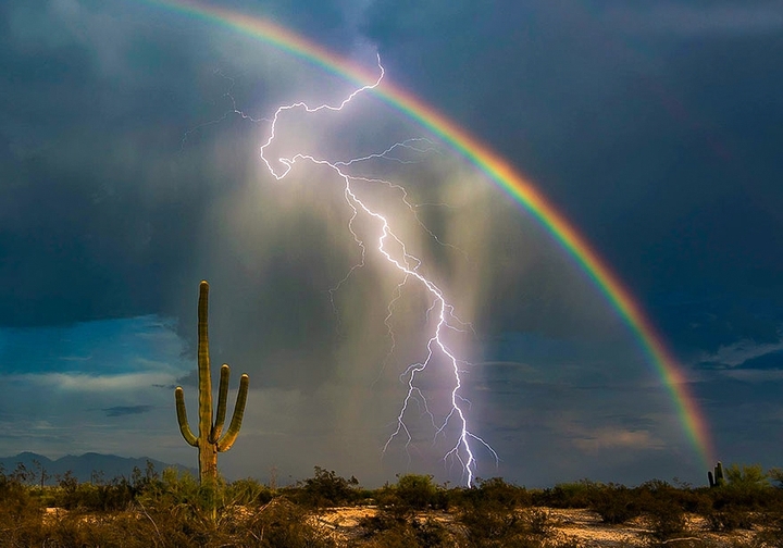 rainbow and lightning