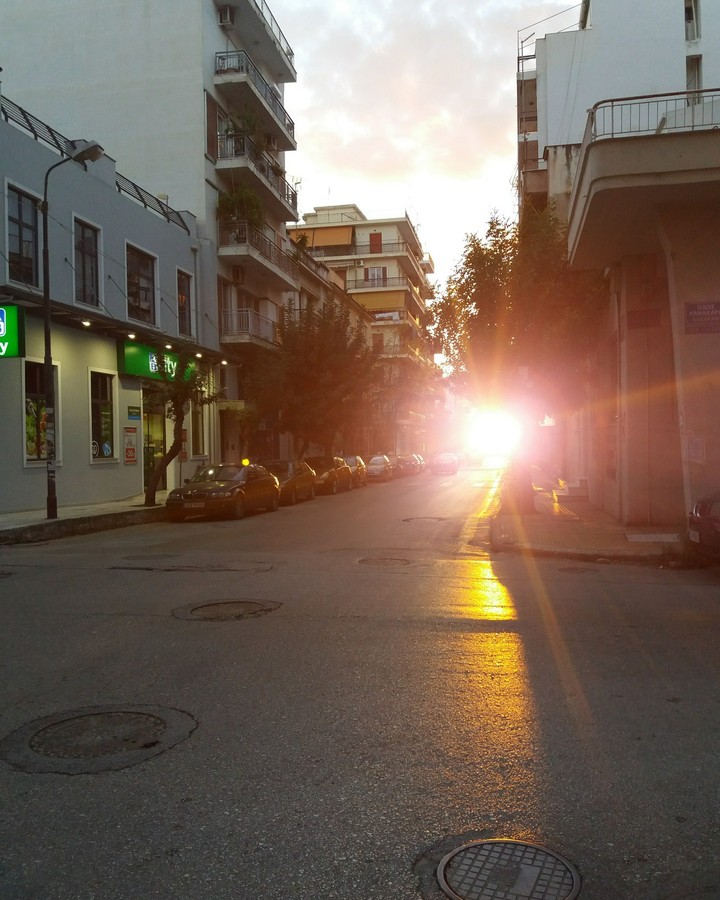 sunset in the city