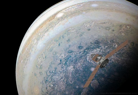 Juno satellite Jupiter backdrop