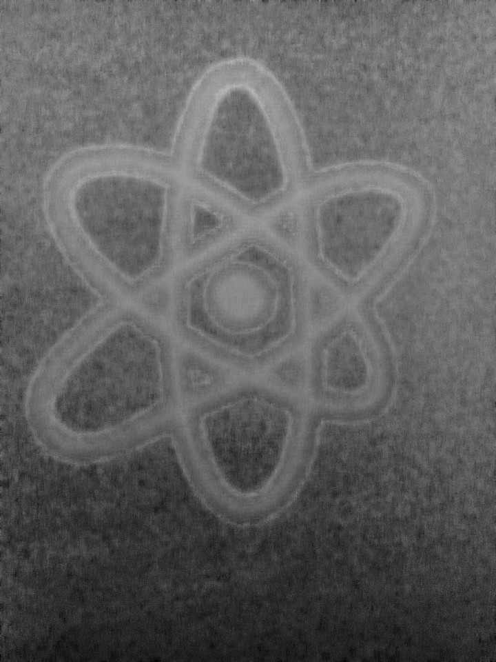 Picture of an atom in infraded light