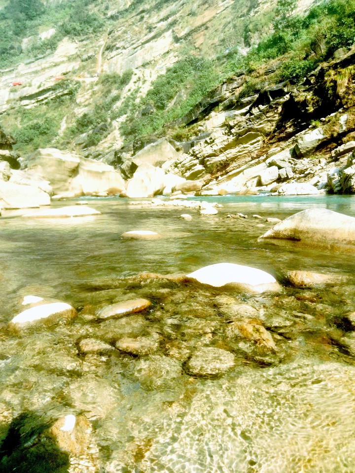 Natural river and hill