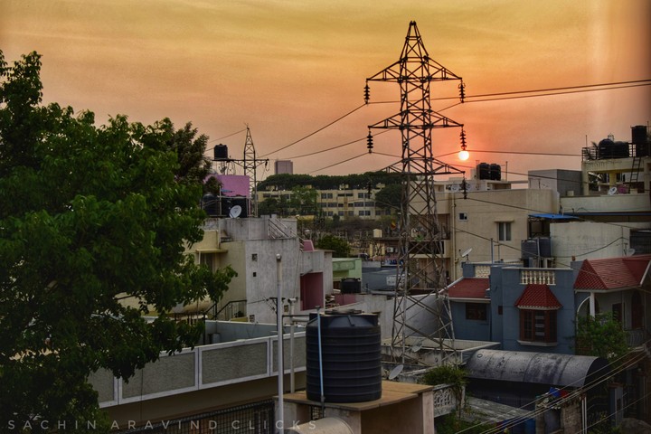 sunset in Bangalore, India