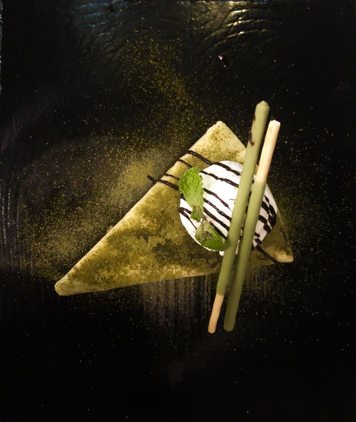 A slice of Matcha Cheescake