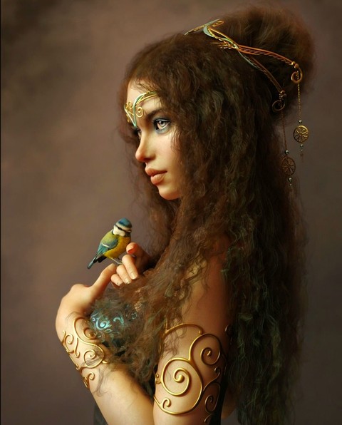 girl & bird