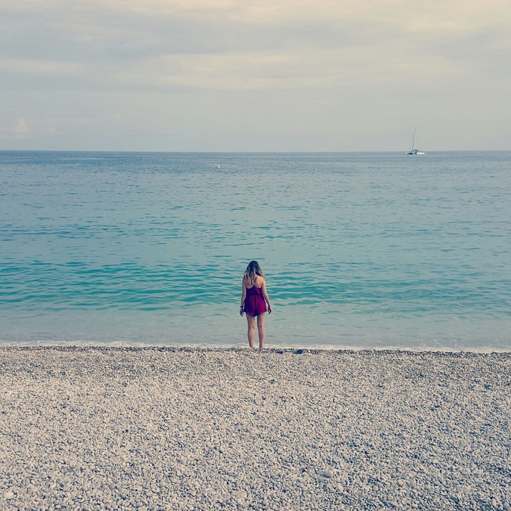 The girl in the red dress