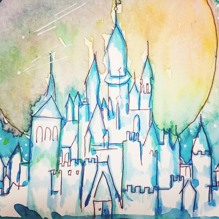 watercolor castle