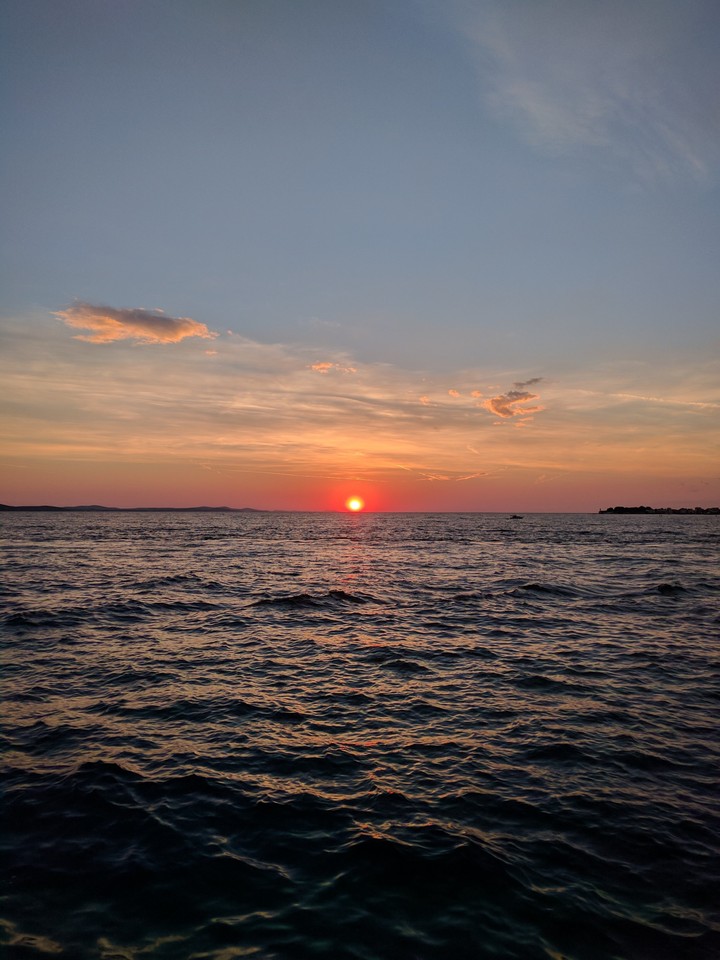 Sunset by the Mediterranean Sea in Zadar, Croatia