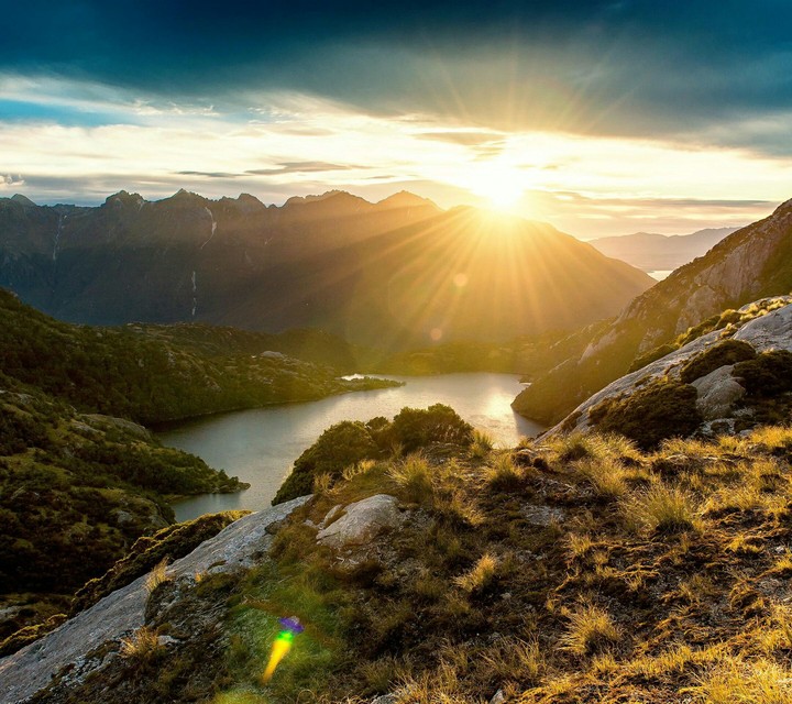 Mountains and river