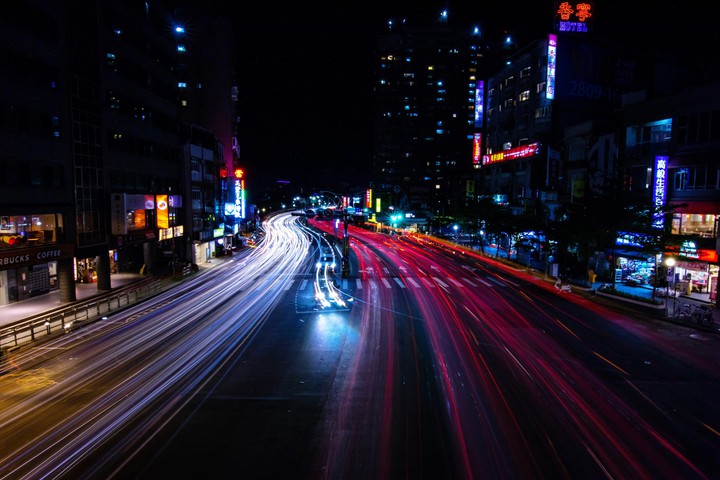 night in road