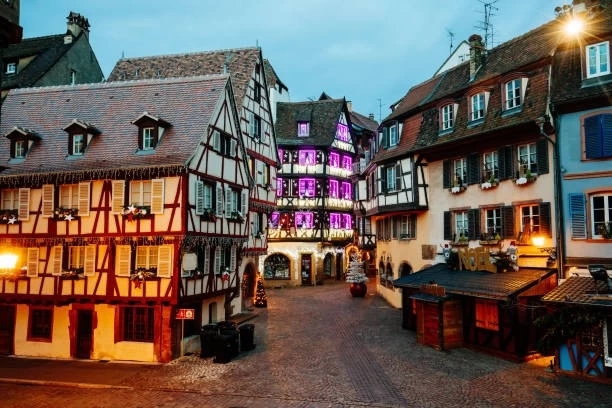 picturesque half-timbered Colmar  winter