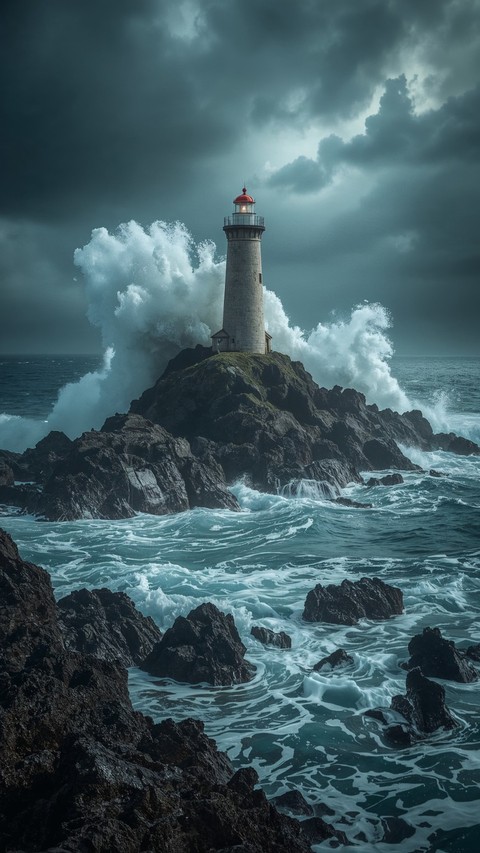 ocean, lighthouse वॉलपेपर