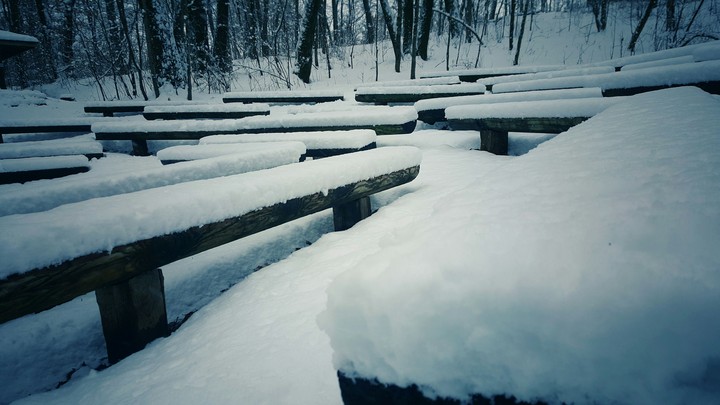Snow Covered Benches