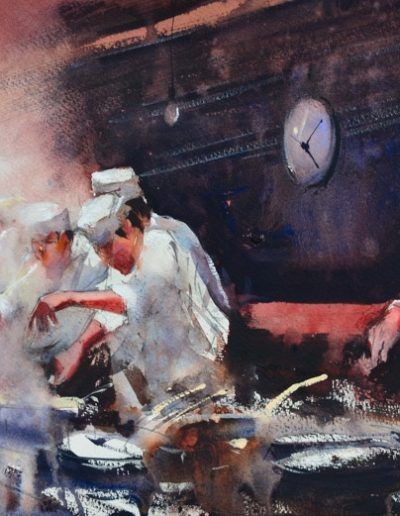 oil paint (chef making food in restrau) !!