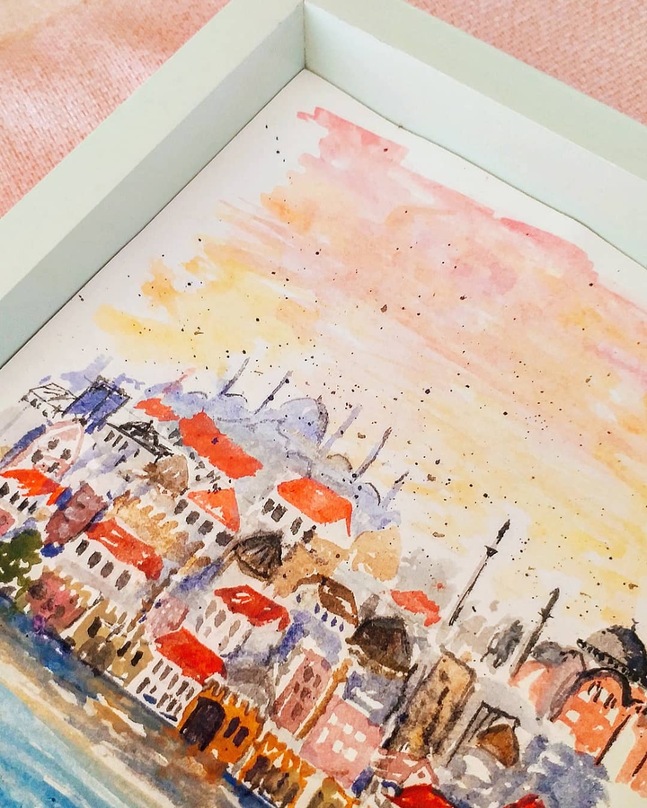 my new artwork watercolor İstanbul @nevresimart on insta