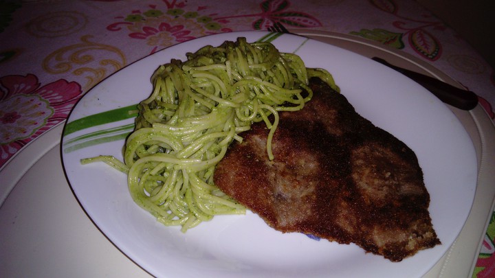 tallarines verdes con Bistec