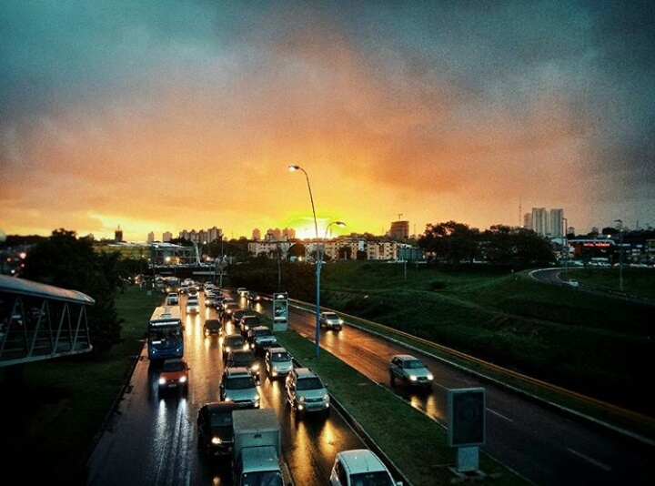 Sunset in City