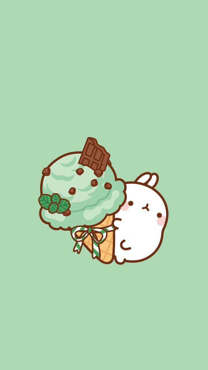 cute rabbit with chocomint ice cream