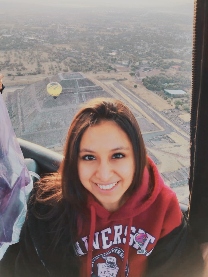 Me in hot air balloon, Teotihuacan Mexico