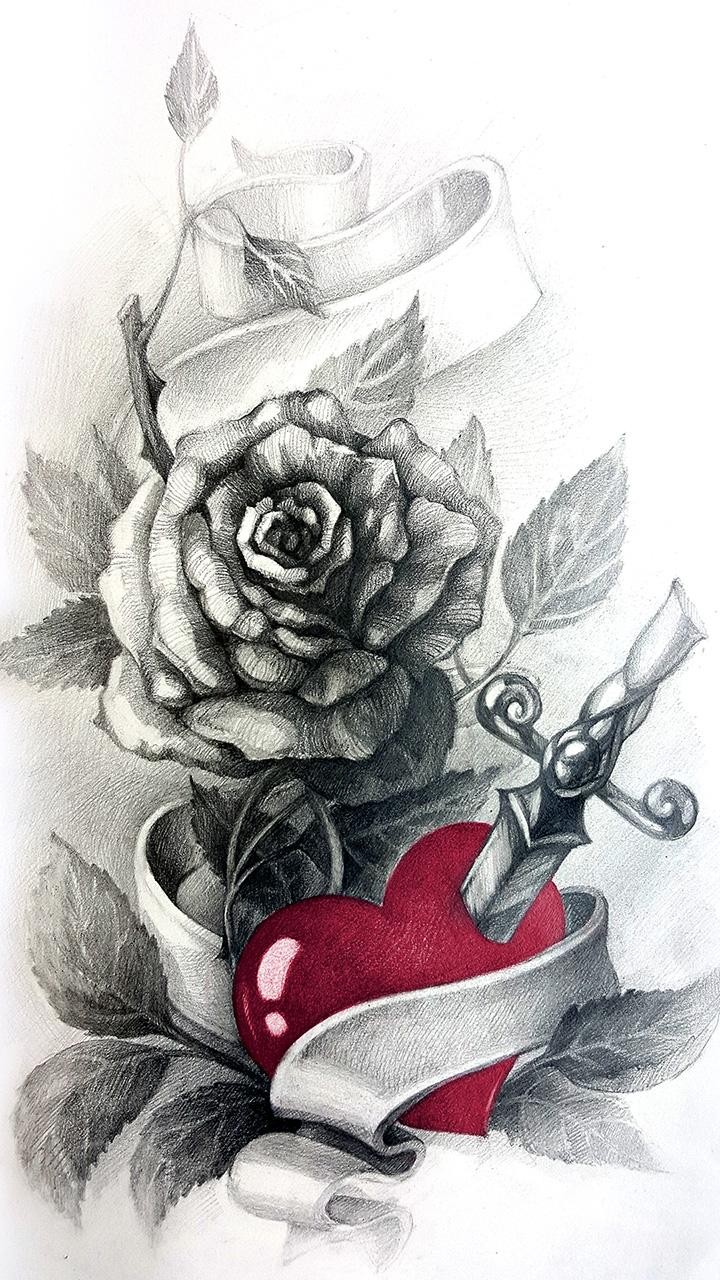 rose heart tatto